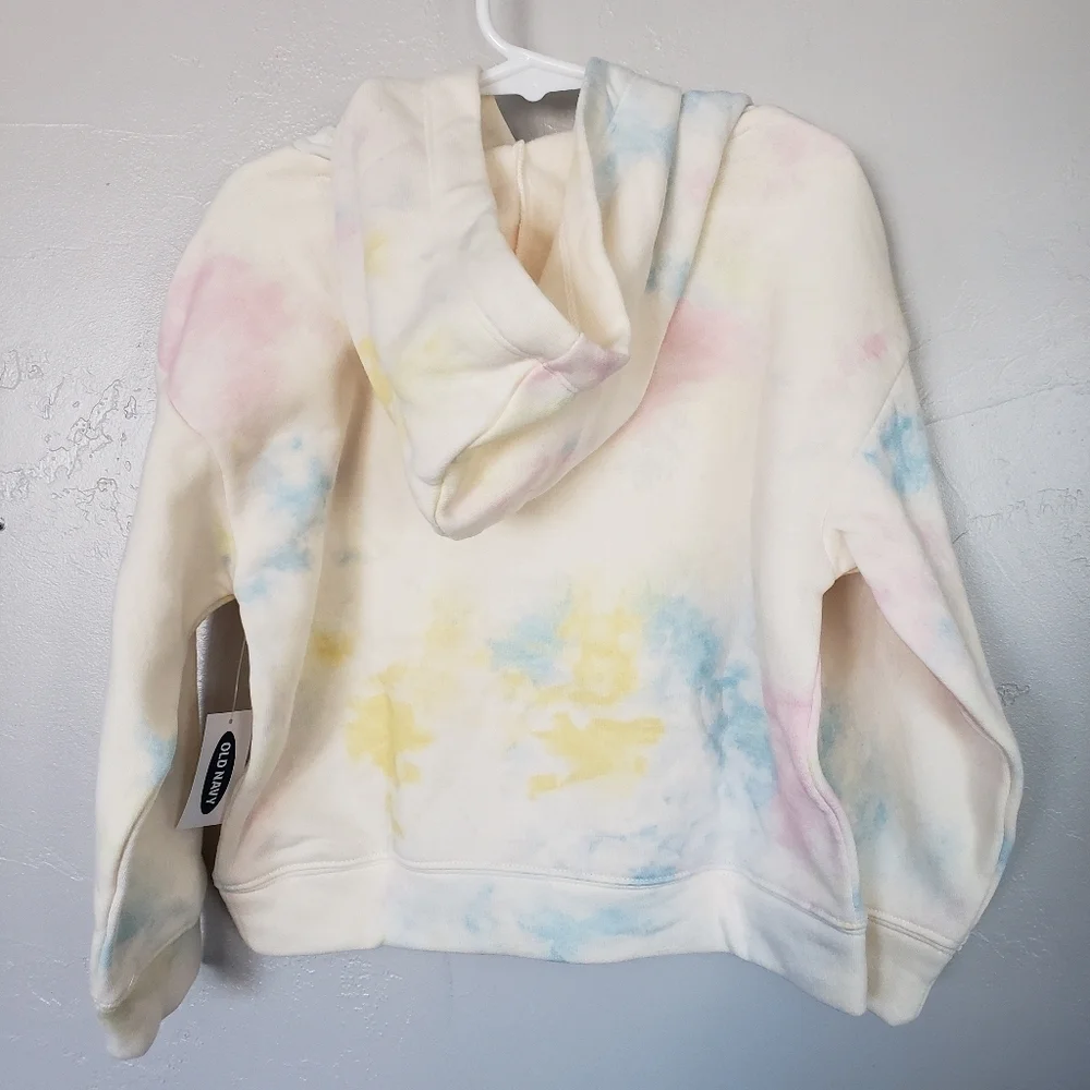 Old Navy NWT Little Girl XS 5 Light Tie Dye Pullover Hoodie Sweatshirt Yellow